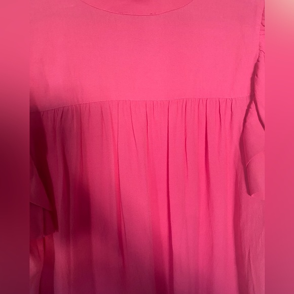 A Loves A Women Pink Tasseled Ruffle Layered Short Sleeve V-Neck Top Blouse L - Picture 8 of 15